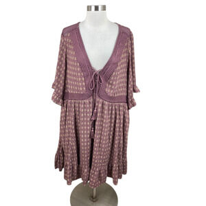 Torrid 3X Cottage Farm Core Milkmaid Mauve Summer Festival Picnic Laced Front